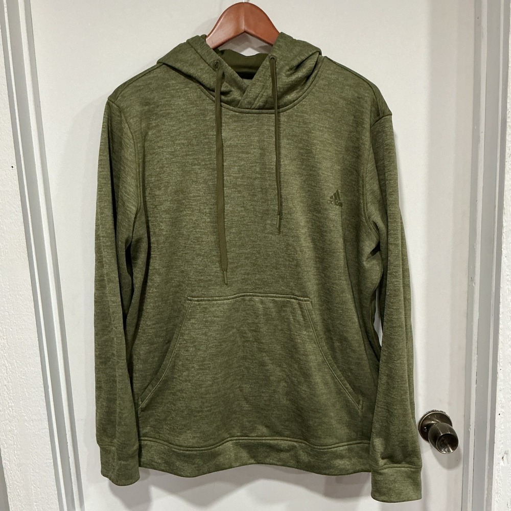 Adidas Green Hoodie Women's 2XL ClimaWarm Pullover Sweatshirt, Thumb Holes